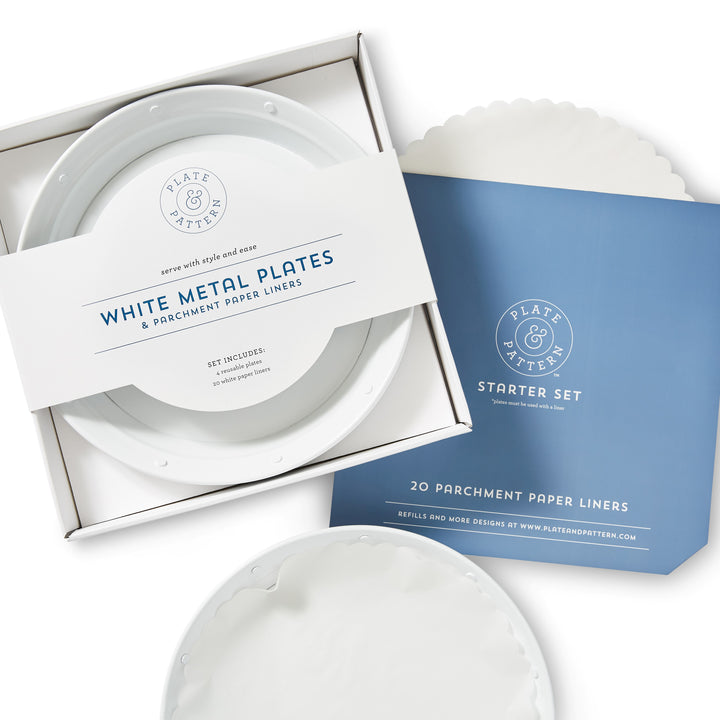 White Metal Plate  Set of 4